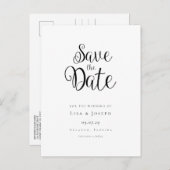 Stijlvolle Zwart-Wit Save the Date Aankondigingskaart (Voorkant / Achterkant)