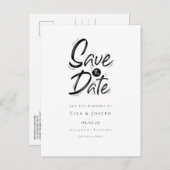 Stijlvolle Zwart-Wit Save the Date Aankondigingskaart (Voorkant / Achterkant)