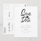 Stijlvolle Zwart-Wit Save the Date Briefkaart (Voorkant / Achterkant)