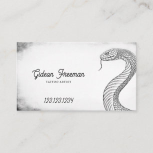 Stijlvolle zwart-wit Snake Tattoo Artist Visitekaartje