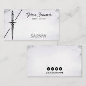 Stijlvolle zwart-wit Sword Tattoo Shop Visitekaartje (Voorkant / Achterkant)