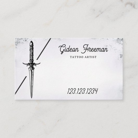 Stijlvolle zwart-wit Sword Tattoo Shop Visitekaartje (Voorkant)