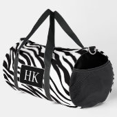 Stijlvolle zwart-wit zebraprint met initialen plunjezak (Rechterhoek)