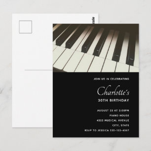 Stijlvolle zwart-witpianotoetsen foto - verjaardag briefkaart