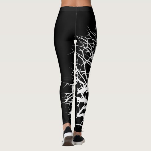 Stijlvolle zwart witte boom van het leven Yoga Leggings (Achterkant)