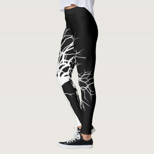 Stijlvolle zwart witte boom van het leven Yoga Leggings (Links)
