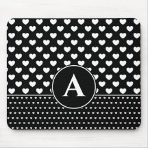 Stijlvolle zwart-witte harten Custom Monogram
