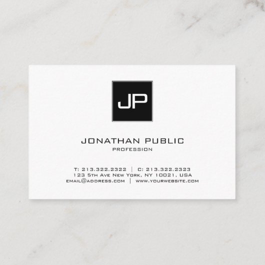 Stijlvolle zwart-witte moderne Sjabloon Visitekaartje (Achterkant)