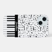 Stijlvolle zwart-witte pianotoetsen iPhone 15 case (Achterkant horizontaal)