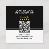 Stijlvolle zwart-witte Review QR Notaris Dank u Vierkante Visitekaartje (Achterkant)