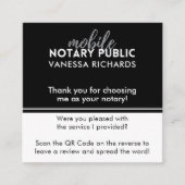 Stijlvolle zwart-witte Review QR Notaris Dank u Vierkante Visitekaartje (Voorkant)
