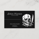 Stijlvolle zwart-witte schedel mes Tattoo artiest Visitekaartje (Voorkant)