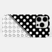 Stijlvolle zwart-witte stippen en harten Case-Mate iPhone case (Achterkant (horizontaal))