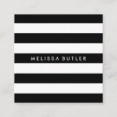 Stijlvolle zwart-witte streep vierkante visitekaartje (Voorkant)