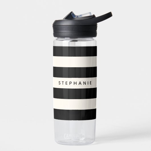 Stijlvolle zwart-witte strepen met elke naam waterfles (Links)
