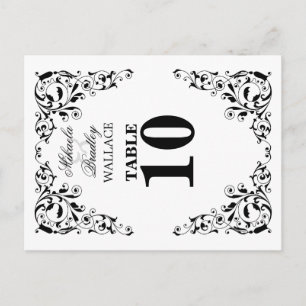 Stijlvolle zwart-witte wervelingen tafel nummer Ka Briefkaart