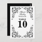 Stijlvolle zwart-witte wervelingen tafel nummer Ka Briefkaart (Voorkant / Achterkant)