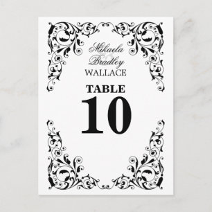 Stijlvolle zwart-witte wervelingen tafel nummer Ka Briefkaart