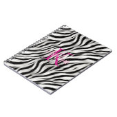 Stijlvolle zwart witte Zebra dier roze monogram Notitieboek (Linkerzijde)