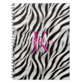 Stijlvolle zwart witte Zebra dier roze monogram Notitieboek (Voorkant)