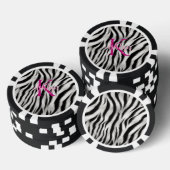 Stijlvolle zwart witte Zebra dier roze monogram Poker Chips (Opstapeling)