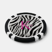 Stijlvolle zwart witte Zebra dier roze monogram Poker Chips (Enkel)