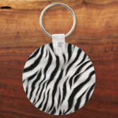 Stijlvolle zwart witte Zebra dier roze monogram Sleutelhanger (Achterkant)