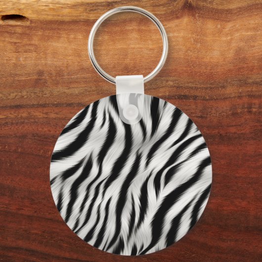 Stijlvolle zwart witte Zebra dier roze monogram Sleutelhanger (Achterkant)