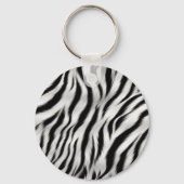 Stijlvolle zwart witte Zebra dier roze monogram Sleutelhanger (Achterkant)