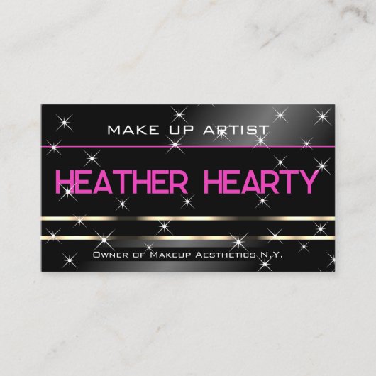 Stijlvolle Zwart Zilver Gouden Glitter Sterren QR  Visitekaartje (Voorkant)