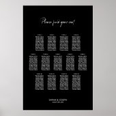 Stijlvolle zwarte 13 Tafel Trouwstoel Grafiek Poster (Voorkant)
