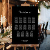 Stijlvolle zwarte 14 Tafel Trouwstoel Grafiek Poster