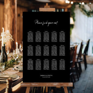 Stijlvolle zwarte 15 Tafel Trouwstoel Grafiek Poster