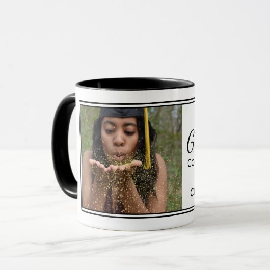 Stijlvolle zwarte aangepaste foto-Afstuderen Mok (Voorkant links)