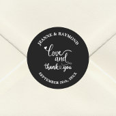Stijlvolle zwarte aangepaste liefde en dank u brui ronde sticker