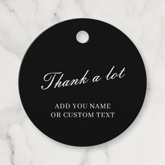 Stijlvolle Zwarte Bedankt Typografie Ontwerp Bedankjes Labels (Voorkant)