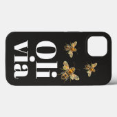 Stijlvolle Zwarte Bij Gepersonaliseerde Naam Case-Mate iPhone Case (Achterkant (horizontaal))