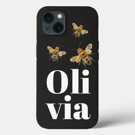 Stijlvolle Zwarte Bij Gepersonaliseerde Naam Case-Mate iPhone Case (Achterkant)