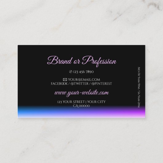 Stijlvolle zwarte blauwe en Paarse grijpschaduwlet Visitekaartje (Achterkant)