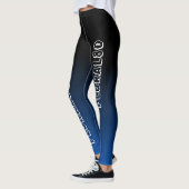Stijlvolle zwarte blauwe gradiënt monogrammen werk leggings (Links)