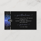 Stijlvolle zwarte blauwe  grenzen Juwelen met Logo Visitekaartje (Achterkant)