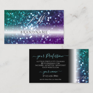 Stijlvolle zwarte Blauwgroen Paarse sparkle Glitte Visitekaartje