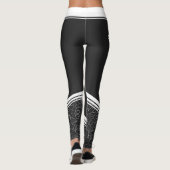 Stijlvolle zwarte bloemenwitte strepen en naam mod leggings (Achterkant)