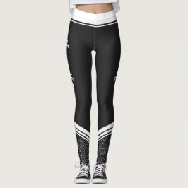 Stijlvolle zwarte bloemenwitte strepen en naam mod leggings