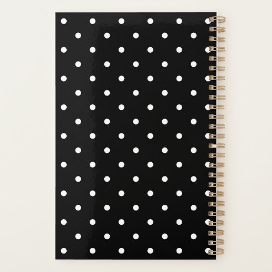 Stijlvolle zwarte Blush Flowers Stippen Monogram Planner (Achterkant)