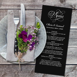 Stijlvolle zwarte bruiloft menu