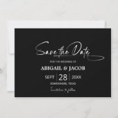 Stijlvolle zwarte bruiloft Save the Date Kaart (Voorkant)