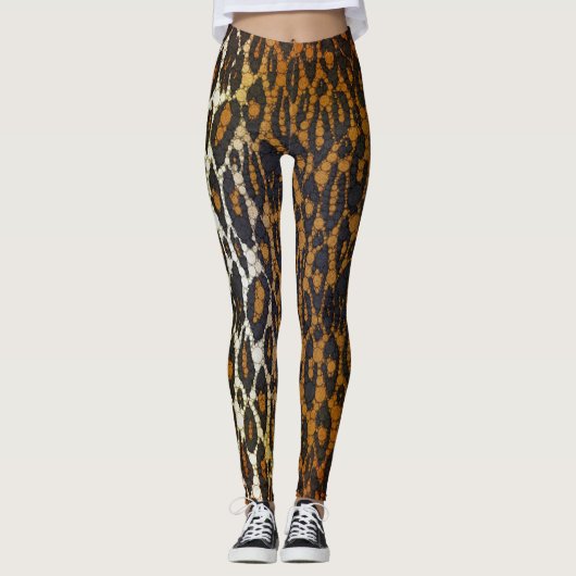 Stijlvolle zwarte bruine luipaard afdrukken Weemen Leggings (Voorkant)