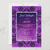 Stijlvolle zwarte Damask & Gothic Paarse Sweet 16 Kaart (Achterkant)