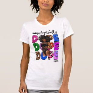 Stijlvolle Zwarte Diva Met Krachtige Confidentie T-shirt